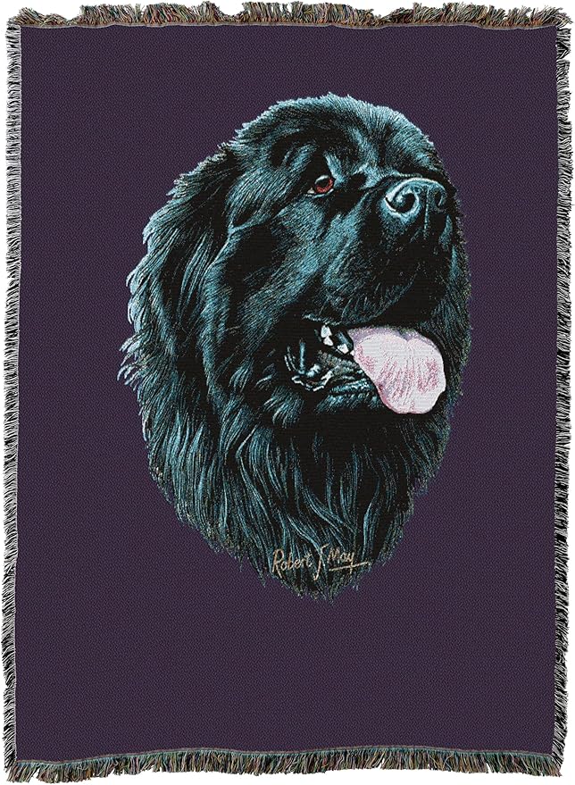 Pure Country Weavers Newfoundland Dog Woven Blanket Purple by Robert May - Gift Cotton Tapestry Throw - Made in The USA - 72" x 54"