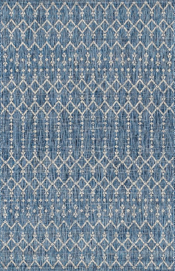 JONATHAN Y Moroccan Geometric Indoor Outdoor Area Rug 3X5 Navy/Light Gray, Ourika Textured Weave for Backyard, Patio, Porch, Easy-Cleaning, High Traffic, Pet-Friendly, Non-Shedding (SMB108B-3)