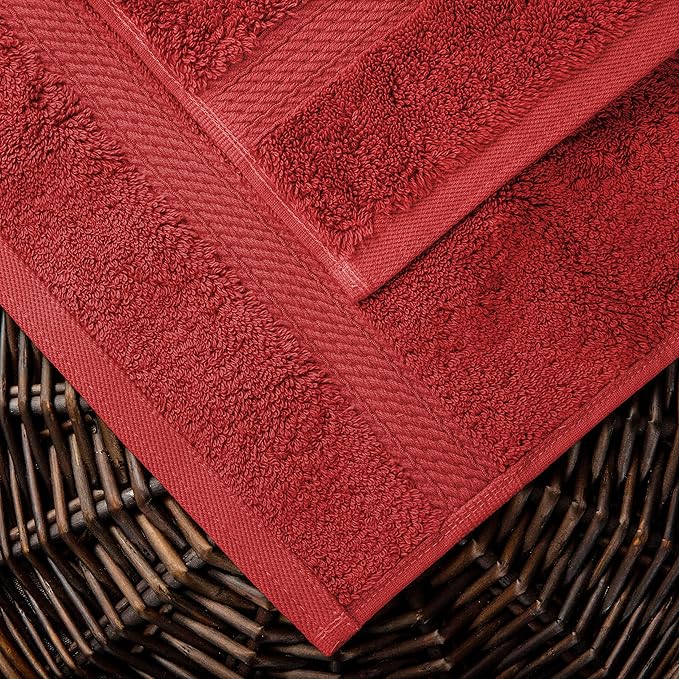 Superior Egyptian Cotton Pile 10 Piece Towel Set, Includes 2 Bath, 4 Hand, 4 Face Towels/Washcloths, Ultra Soft Luxury Towels, Thick Plush Essentials, Guest Bath, Spa, Hotel Bathroom, Red