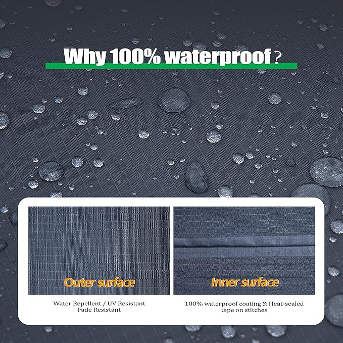 F&J Outdoors Heavy Duty Waterproof Anti-UV Rip-stop Fabric Large Patio Furniture Covers, Grey, 126"x83"x27.5"
