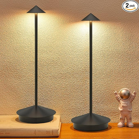 Portable Led Cordless Lamp Table Light 2 Pack, Rechargeable 6000mAh Battery Outdoor Table Lamp for Dinning Restaurant Patio Bedroom Camping, IP54 Waterproof, Dimmable