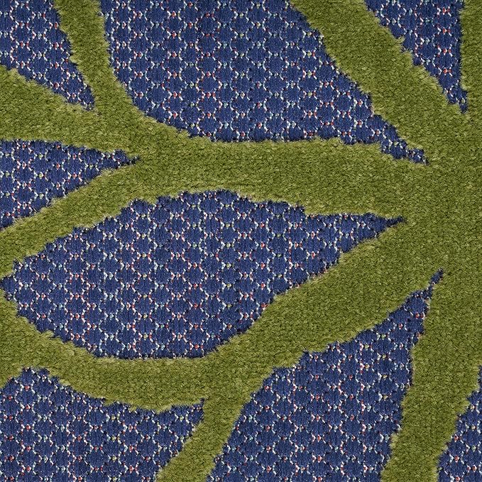 Nourison Home Aloha Indoor/Outdoor Modern Navy Multicolor 7'10" x 10'6" Area Rug, Easy Cleaning, Non Shedding, Bed Room, Living Room, Dining Room, Backyard, Deck, Patio (8x11)