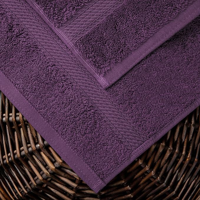 Superior Egyptian Cotton Pile 10 Piece Towel Set, Includes 2 Bath, 4 Hand, 4 Face Towels/Washcloths, Ultra Soft Luxury Towels, Thick Plush Essentials, Guest Bath, Spa, Hotel Bathroom, Plum