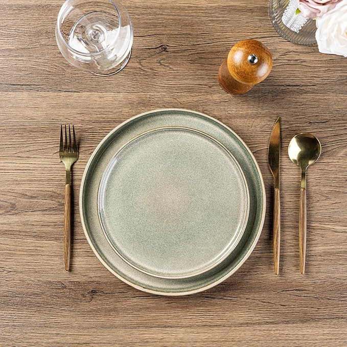 AmorArc Ceramic Dinnerware Sets for 4,Round Reactive Glaze Stoneware Plates and Bowls Set,Highly Scratch Resistant Dishware | Dishwasher & Microwave Safe Dishes Set,Service for 4 (12pc)