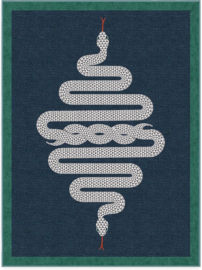 RUGGABLE x Jonathan Adler Machine Washable Modern Area Rug – Venom Sapphire 9x12, Stain-Resistant, Non-Slip – Large Rugs for Living Room, Bedroom, Hallway, Entryway & Office–with Standard Pad