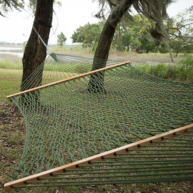 Original Pawleys Island 15DCMDW Presidential Meadow Duracord Rope Hammock w/Extension Chains & Tree Hooks, Handcrafted in The USA, Accommodates 2 People, 450 LB Weight Capacity, 13 ft. x 65 in.