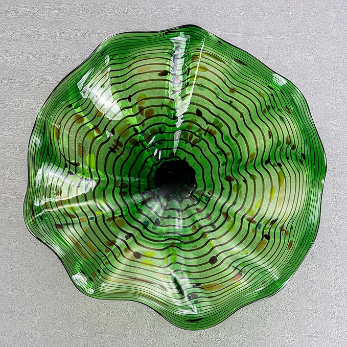 Hand Blown Glass Wall Plates Decor, Modern Unique Glass Wall Art, Murano Blown Glass Wall Art with Transparent and Easy to Clean for Staircase, Living Room, Kitchen, Hallway