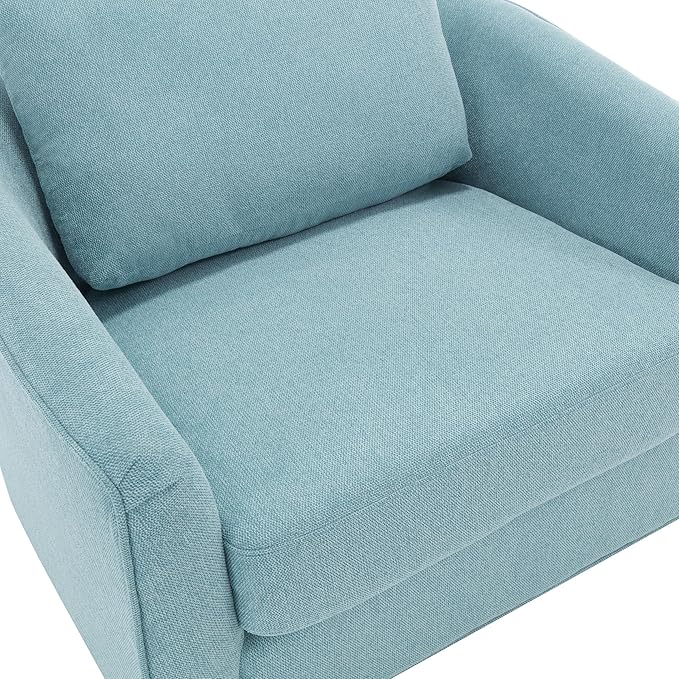 MINCETA Accent Chairs,Oversized 360 Swivel Armchair(Seat Area:25.6" D x 26.8" W),Modern Comfy Reading Chairs for Living Room with Metal Base,Set of 2,Performance Fabric in Teal