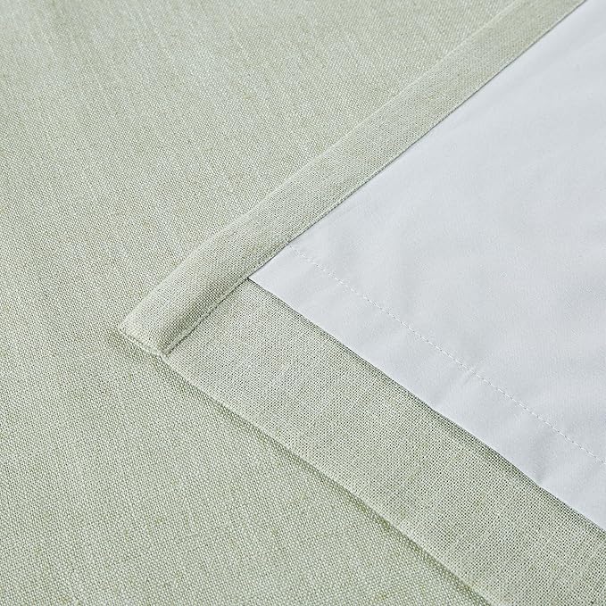 Vision Home Soft Green Pinch Pleated Full Blackout Curtains Linen Blended Room Darkening Curtain Panels 72 inch for Living Room Bedroom Thermal Insulated Pinch Pleat Drapes with Hooks 40" Wx72 Lx2