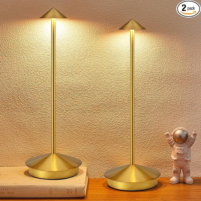 Portable Led Cordless Lamp Table Light 2 Pack, Rechargeable 6000mAh Battery Outdoor Table Lamp for Dinning Restaurant Patio Bedroom Camping, IP54 Waterproof, Dimmable