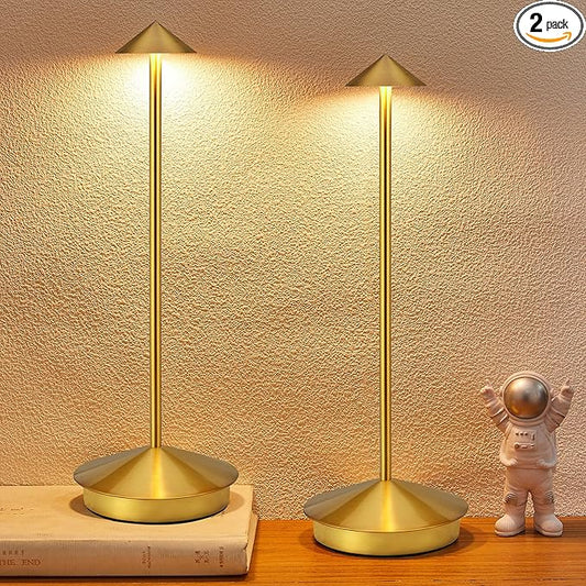 Portable Led Cordless Lamp Table Light 2 Pack, Rechargeable 6000mAh Battery Outdoor Table Lamp for Dinning Restaurant Patio Bedroom Camping, IP54 Waterproof, Dimmable