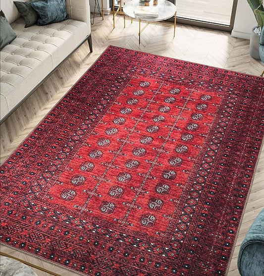 Keen Home Design 4x6 Rug - Machine Washable Area Rug with Non-Slip Backing, Ideal for Living Room, Dining Room, Bedroom - Vintage, Easy Clean, Durable, Low Pile Rug - (4' x 6')
