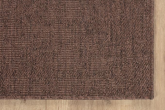 CAMILSON Easy Jute Rug 6x9, Indoor Outdoor Brown Color Fiber Area Rugs for Living Room Patio and Kitchen Rug, Solid Boho Woven Design, Easy-Cleaning, Washable Outside Carpet Alfombras (6 x 9)