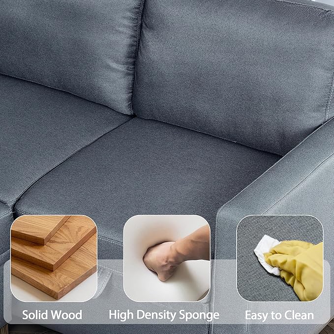 83" Pull Out Sleeper Couch with Storage Chaise, Couch, Sofa Bed, Convertible L Shaped Sofa for Living Room, Apartment, Grey