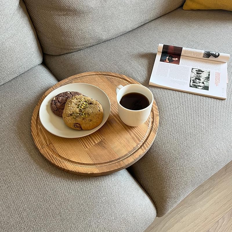Sofa Tray – Wooden Foldable Sofa Tray Table For Seat Cushion, Perfect for Coffee & Remote Control, Solid Wood Sofa Tray Table, Solid Spruce Couch Table (Cape Town, Medium 14")