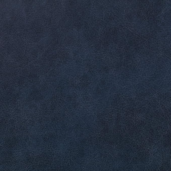 POLY & BARK Denver Rectangle Leather Ottoman in Full-Grain Semi-Aniline Italian Tanned Leather in Midnight Blue