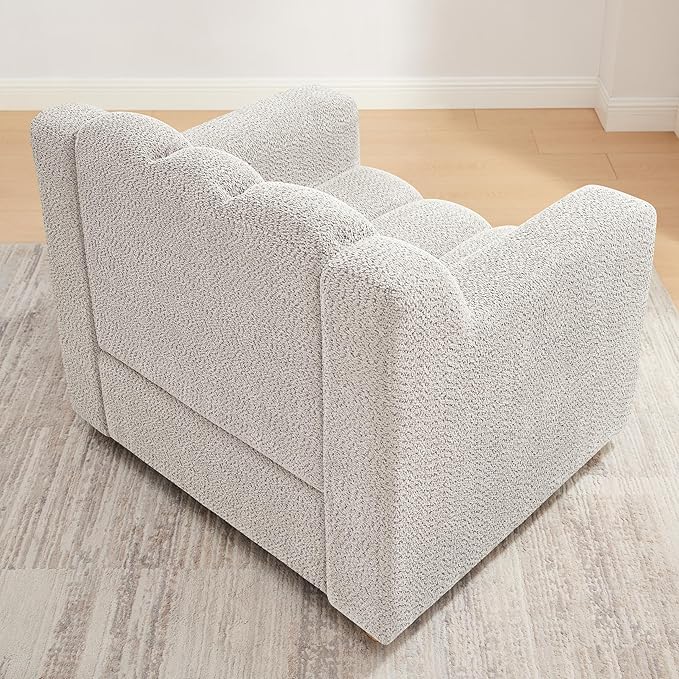 Oversized Accent Chair, Modern Living Room Chairs, Comfy Boucle Fabric Upholstered Armchair for Bedroom, Office, Waiting Room (Beige)