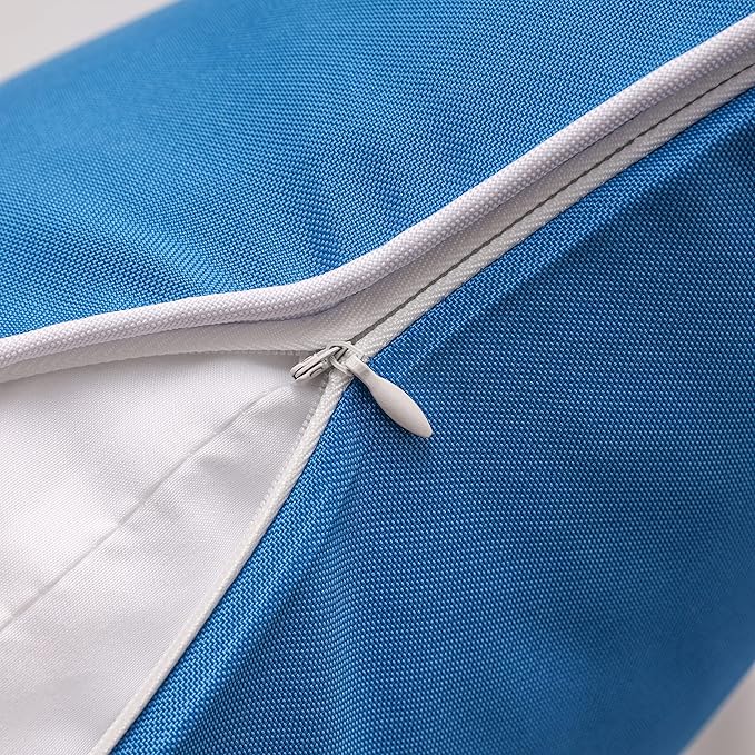 Phantoscope Pack of 2 Outdoor Waterproof Solid Throw Decorative Pillow Cover Decorative Square Outdoor Pillows Cushion Case Patio Pillows for Couch Tent Sunbrella, Blue 12x20 inches 30x50 cm