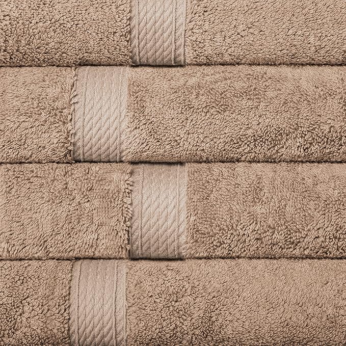 Superior Egyptian Cotton Pile 10 Piece Towel Set, Includes 2 Bath, 4 Hand, 4 Face Towels/Washcloths, Ultra Soft Luxury Towels, Thick Plush Essentials, Guest Bath, Spa, Hotel Bathroom, Latte