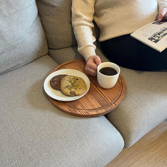 Sofa Tray – Wooden Foldable Sofa Tray Table For Seat Cushion, Perfect for Coffee & Remote Control, Solid Wood Sofa Tray Table, Solid Spruce Couch Table (Paris, Medium 14")