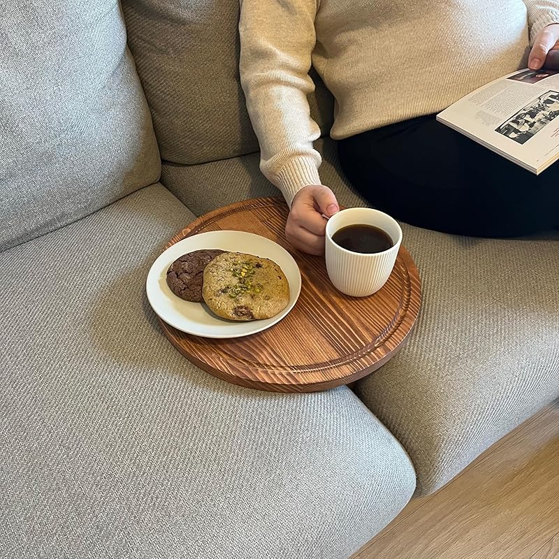 Sofa Tray – Wooden Foldable Sofa Tray Table For Seat Cushion, Perfect for Coffee & Remote Control, Solid Wood Sofa Tray Table, Solid Spruce Couch Table (Paris, Large 16")