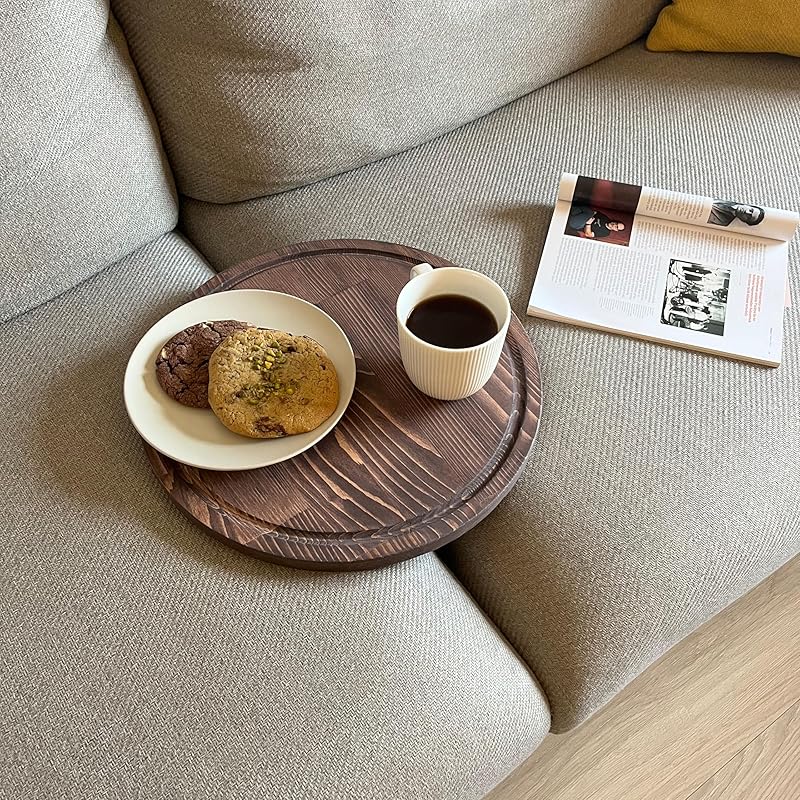 Sofa Tray – Wooden Foldable Sofa Tray Table For Seat Cushion, Perfect for Coffee & Remote Control, Solid Wood Sofa Tray Table, Solid Spruce Couch Table (London, Small 12")