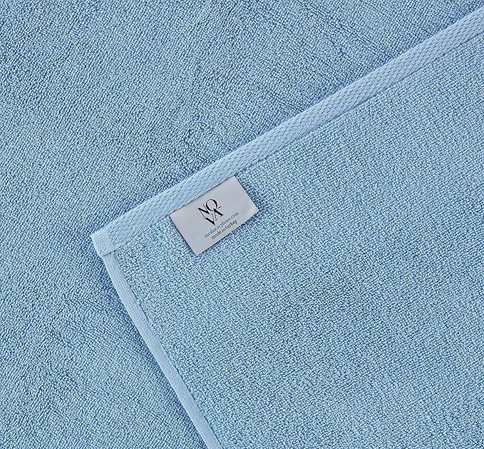 NOVA Luxury Linen - Hotel Quality Turkish Towel Set for Bathroom (4 Pcs Hand Towel Set, Sky Blue)
