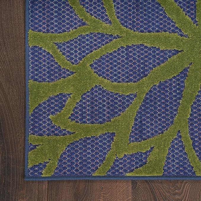 Nourison Home Aloha Indoor/Outdoor Modern Navy Multicolor 2' x 6' Area Rug, Easy Cleaning, Non Shedding, Bed Room, Living Room, Dining Room, Backyard, Deck, Patio (2x6)
